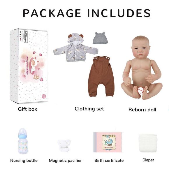 Wooroy Reborn Baby Dolls Boy - 17 Inch Anatomically Correct Realistic Newborn D - Picture 6 of 15